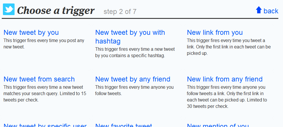 ifttt twitter options